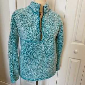 ❤️turquoise Sherpa 1/4 zip top by Time Tru sz XS